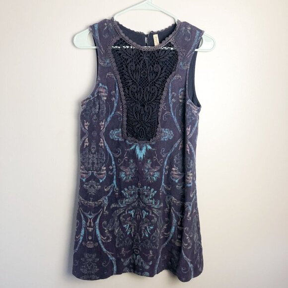 Free People Maribelle Lace Detail Sleeveless Mini Dress Blue Small Womens - Picture 5 of 13